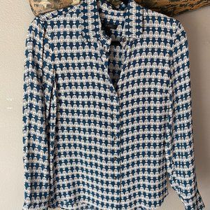 J.Crew Navy & White Owl Blouse